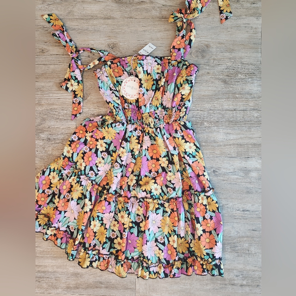 Umgee Black Floral Smocked Dress with Multicolor Blooms